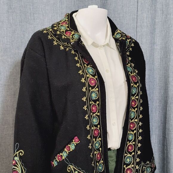 Unique Vintage Wool Embroidered Jacket 90s PASSPORTS OF PIER 1 Indian Women's M - Picture 9 of 16